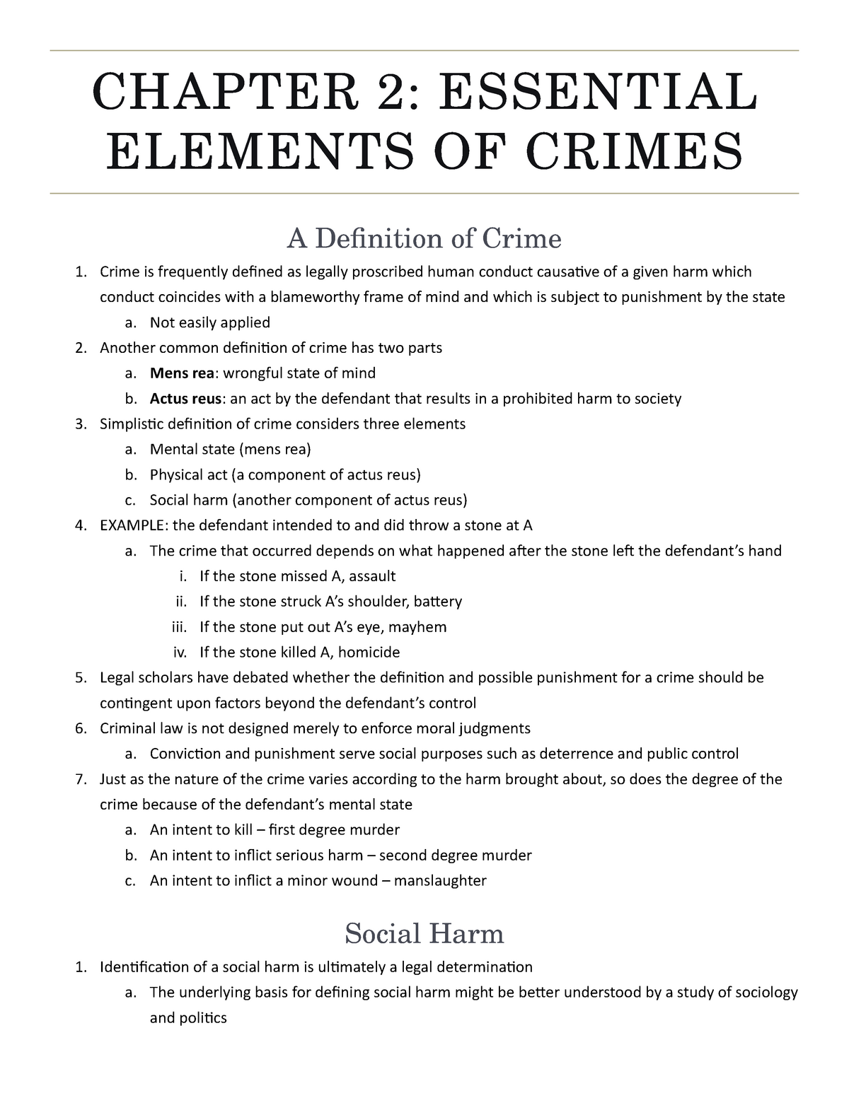 elements of a crime essay questions