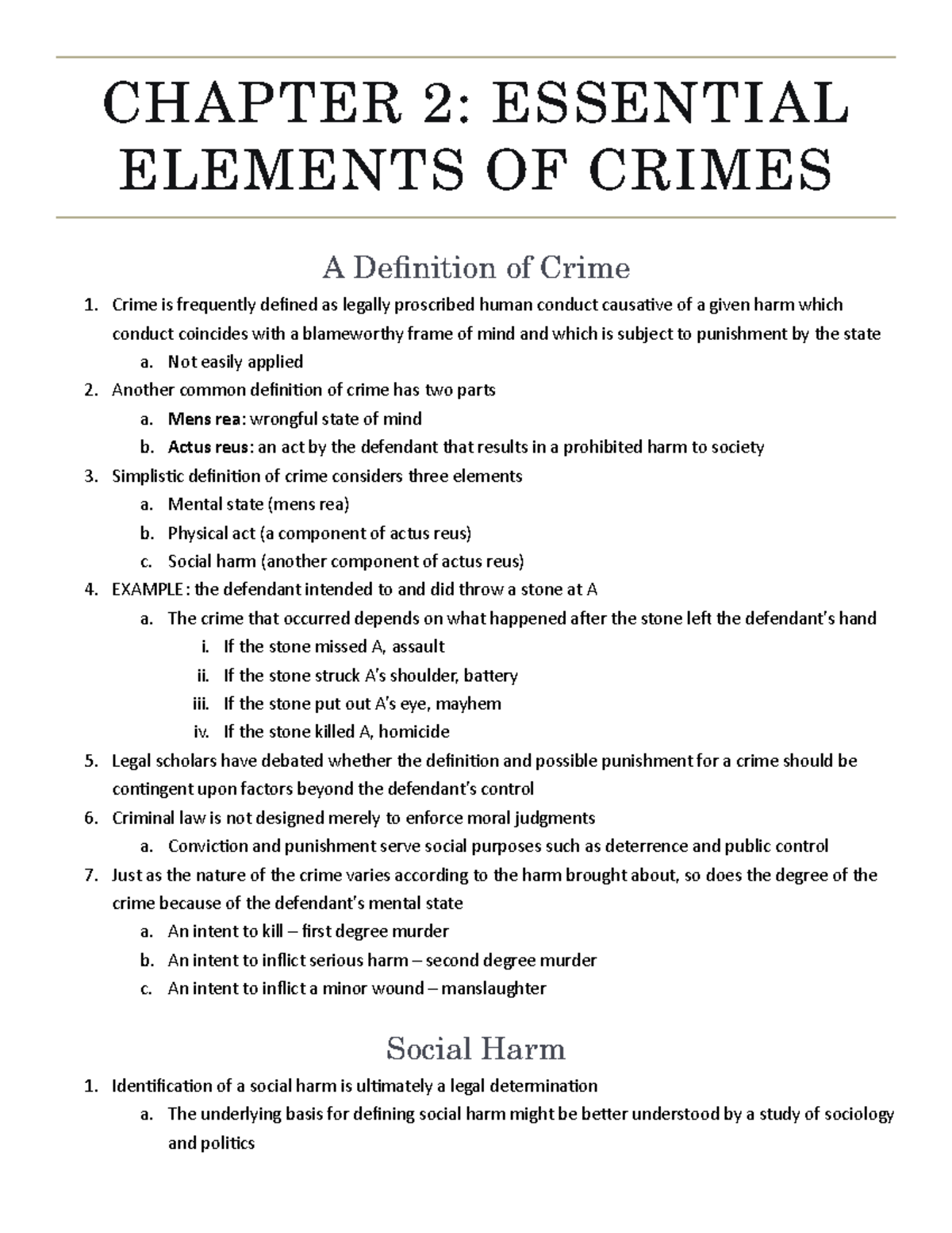 elements of a crime essay questions