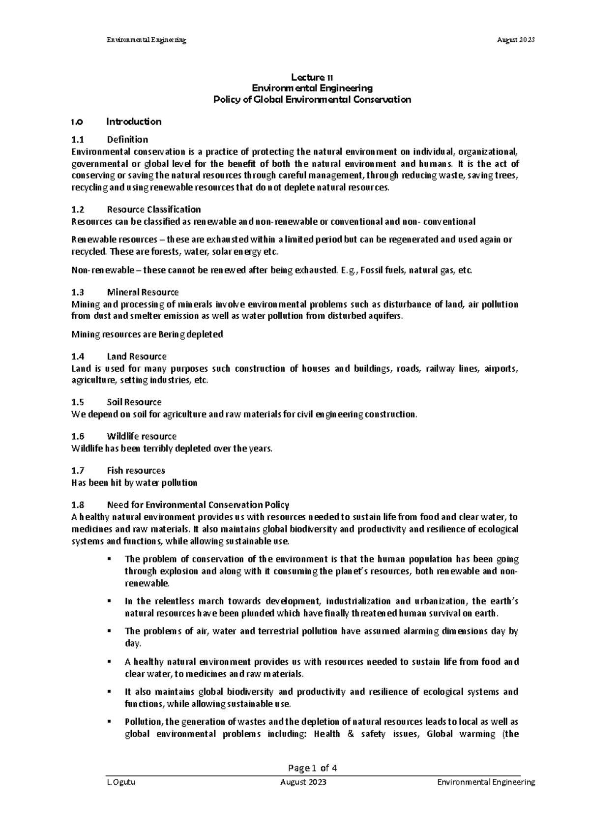Lecture 11 - Env. Cons. Policy - 05 - Page 1 of 4 Lecture 11 ...
