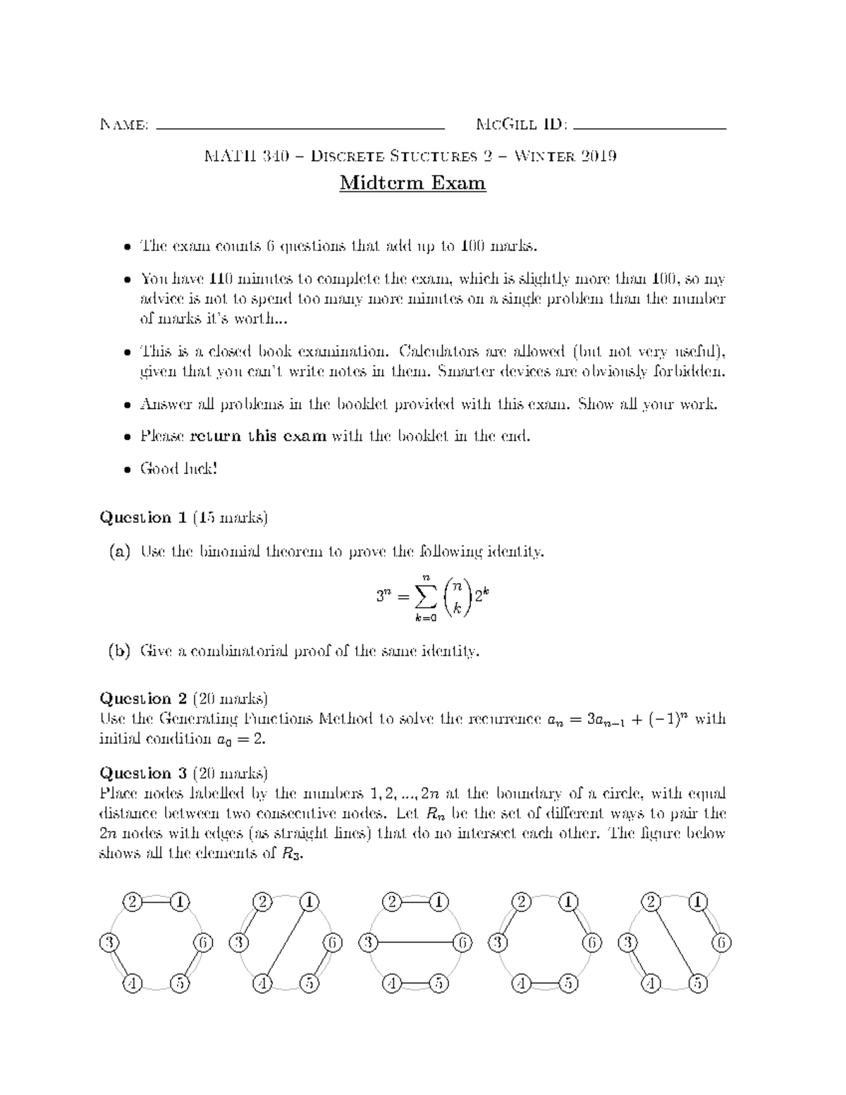 MATH 340 - Midterm 2019 - ♠ s r t t t r s ♥t r t r♠ ① ♠ - Studocu