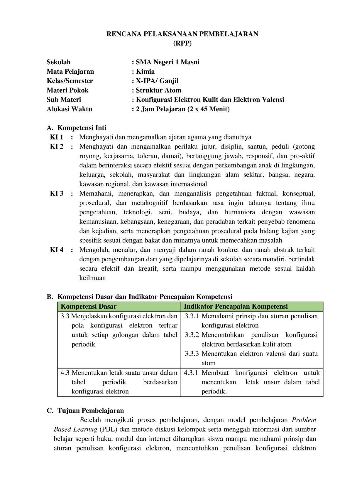 Rpp - Rpp - RENCANA PELAKSANAAN PEMBELAJARAN (RPP) Sekolah : SMA Negeri ...