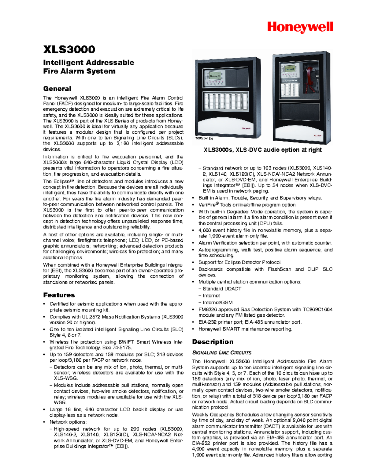 Honeywell XLS 3000 User manual - XLS Intelligent Addressable Fire Alarm ...