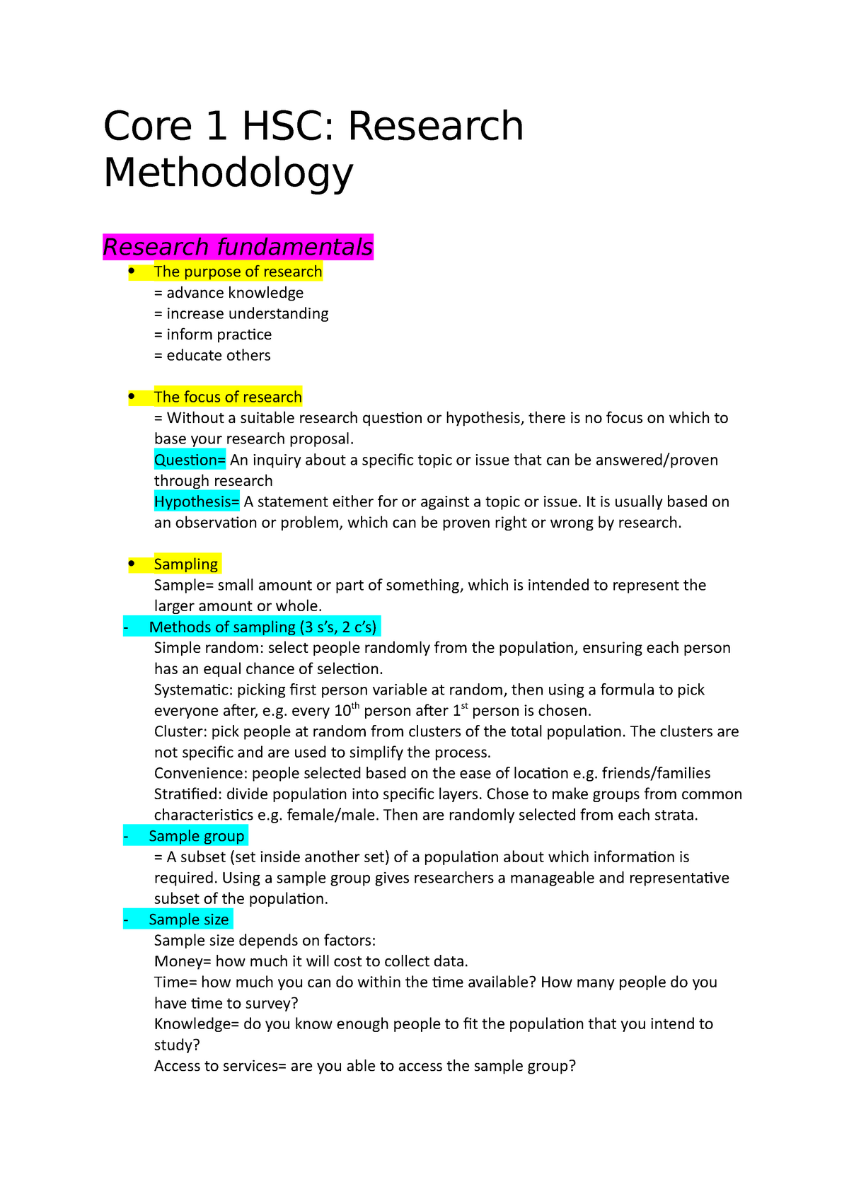 research methodology study notes