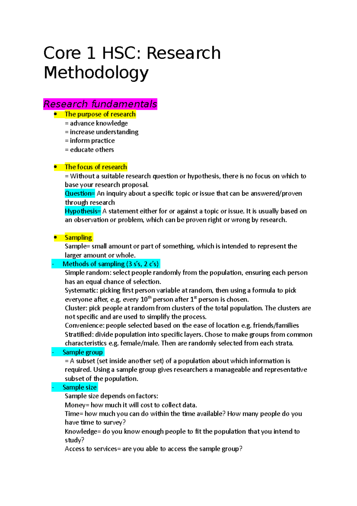 research methodology study notes