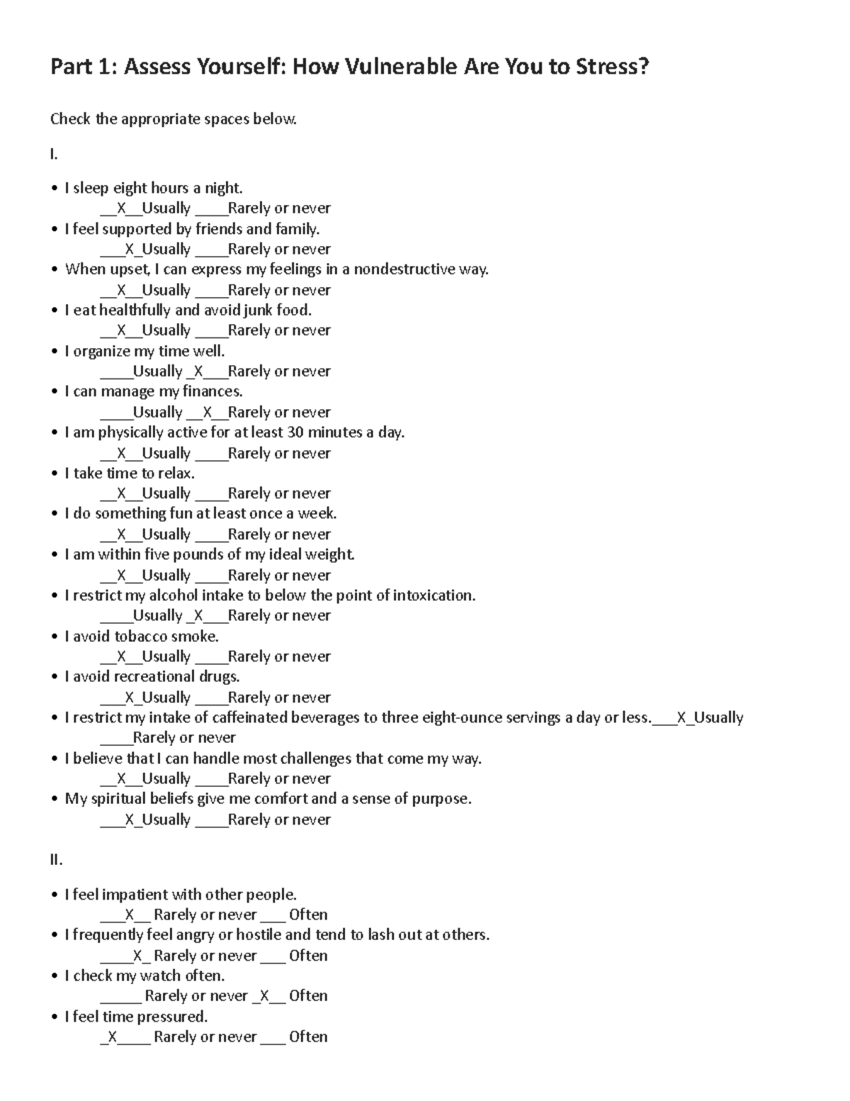 Stress Survey - Part 1: Assess Yourself: How Vulnerable Are You to ...