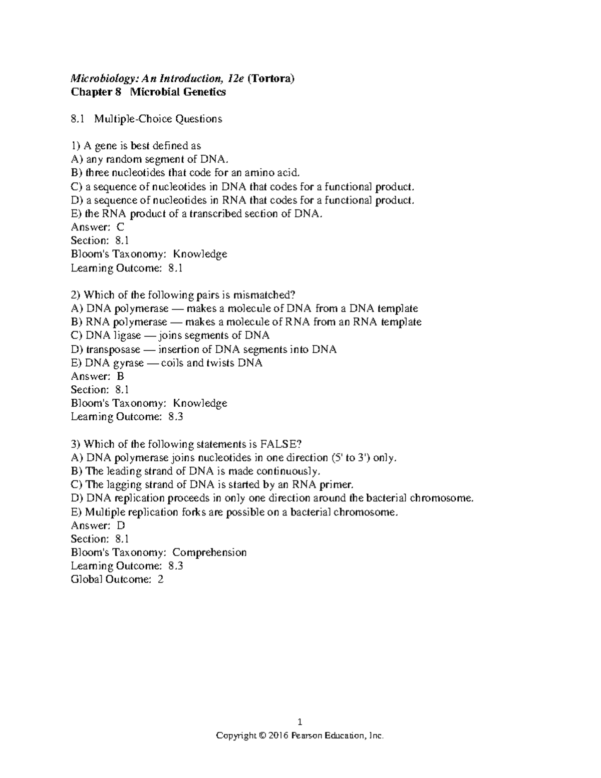 Ch 08 Test Bank - Practice - 1 Microbiology: An Introduction, 12e ...