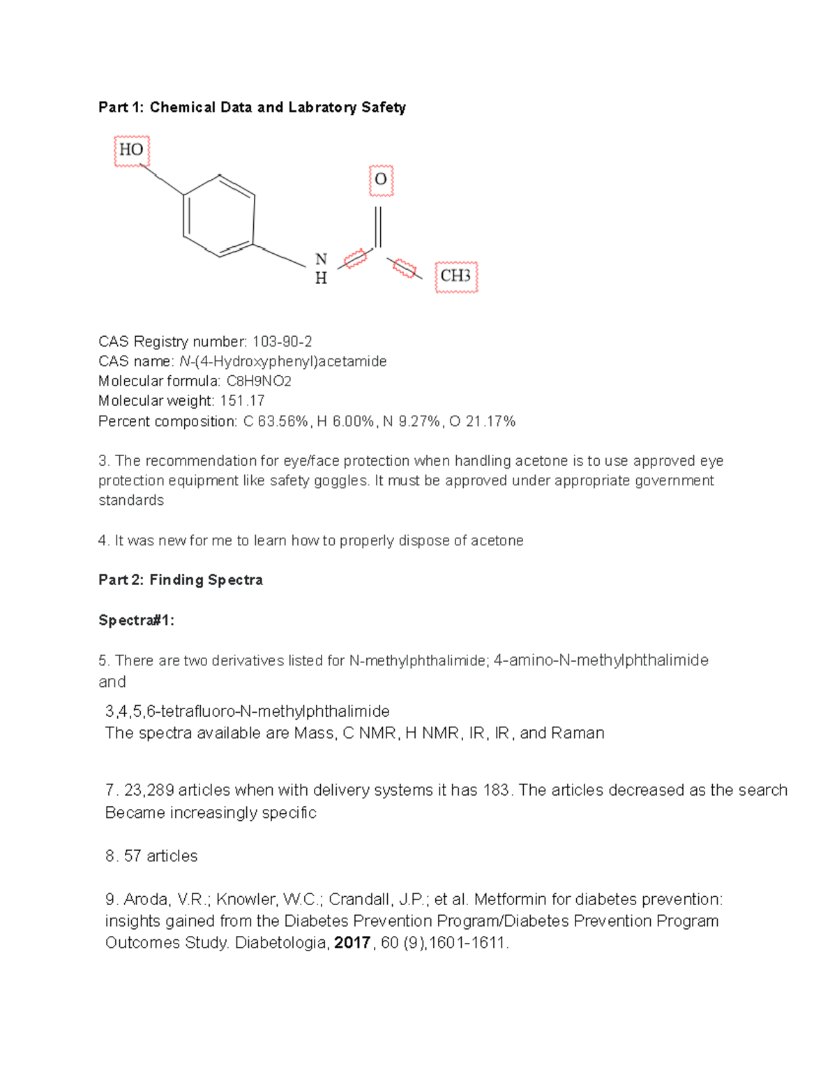 Chemical Literacy Assignment - Part 1: Chemical Data and Labratory ...