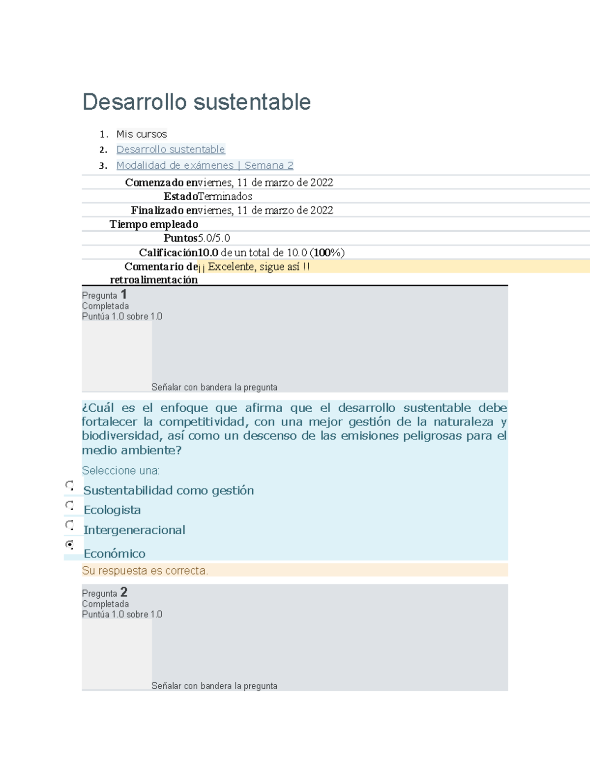 Examen Semana 2 Desarrollo Sustentable - Desarrollo Sustentable Mis ...