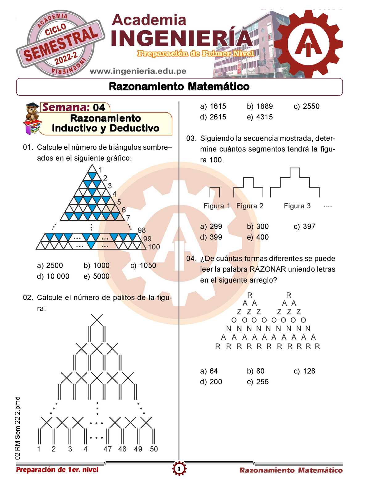 R. Matemático Práctica Semestral Semana 4-5-6-7 - 1 02 RM Sem 22 2 ...