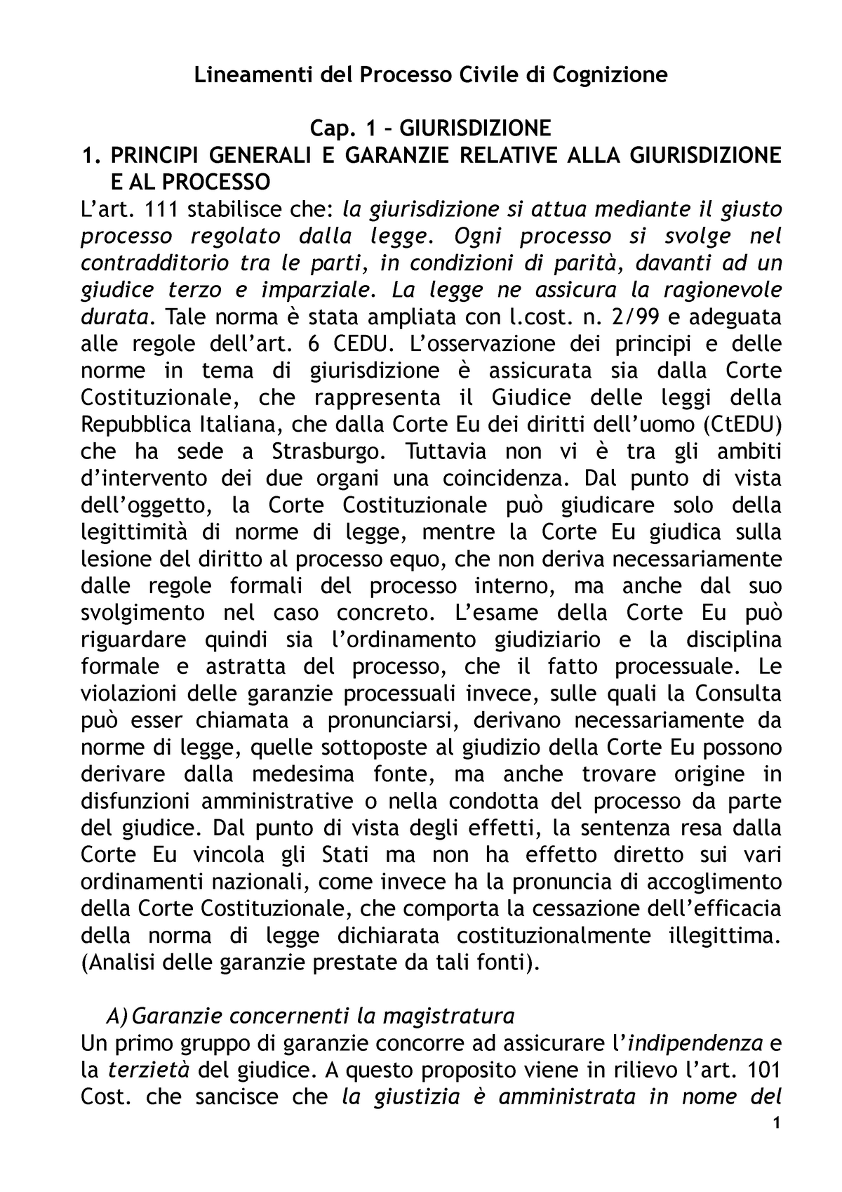 Tarzia Ii Lineamenti Del Processo Civile Di Cognizione Cap 1 Giurisdizione 1 Principi 8547