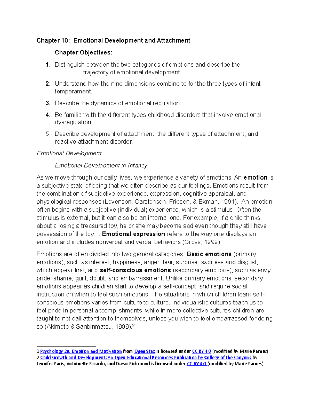 Chapter 10 Emotional Development and Attachment - Chapter 10: Emotional ...