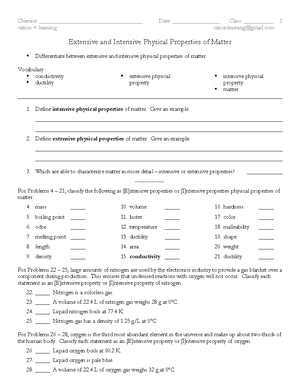 Extensiveand Intensive Physical Propertiesof Matter-1 - cation + learning  cationlearning@gmail - Studocu