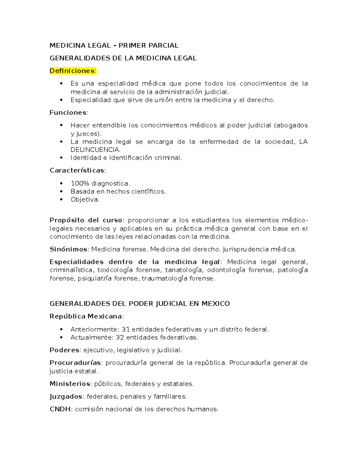 MedicinaLegal resumen completo, todo lo que