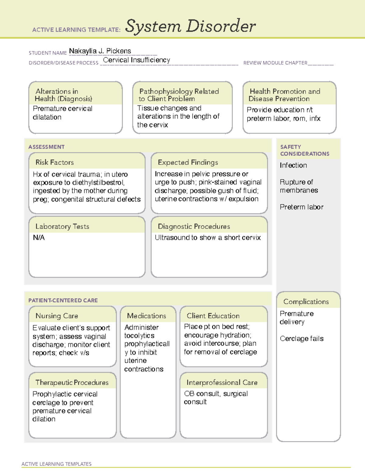 Cervical insufficiency - ACTIVE LEARNING TEMPLATES System Disorder ...