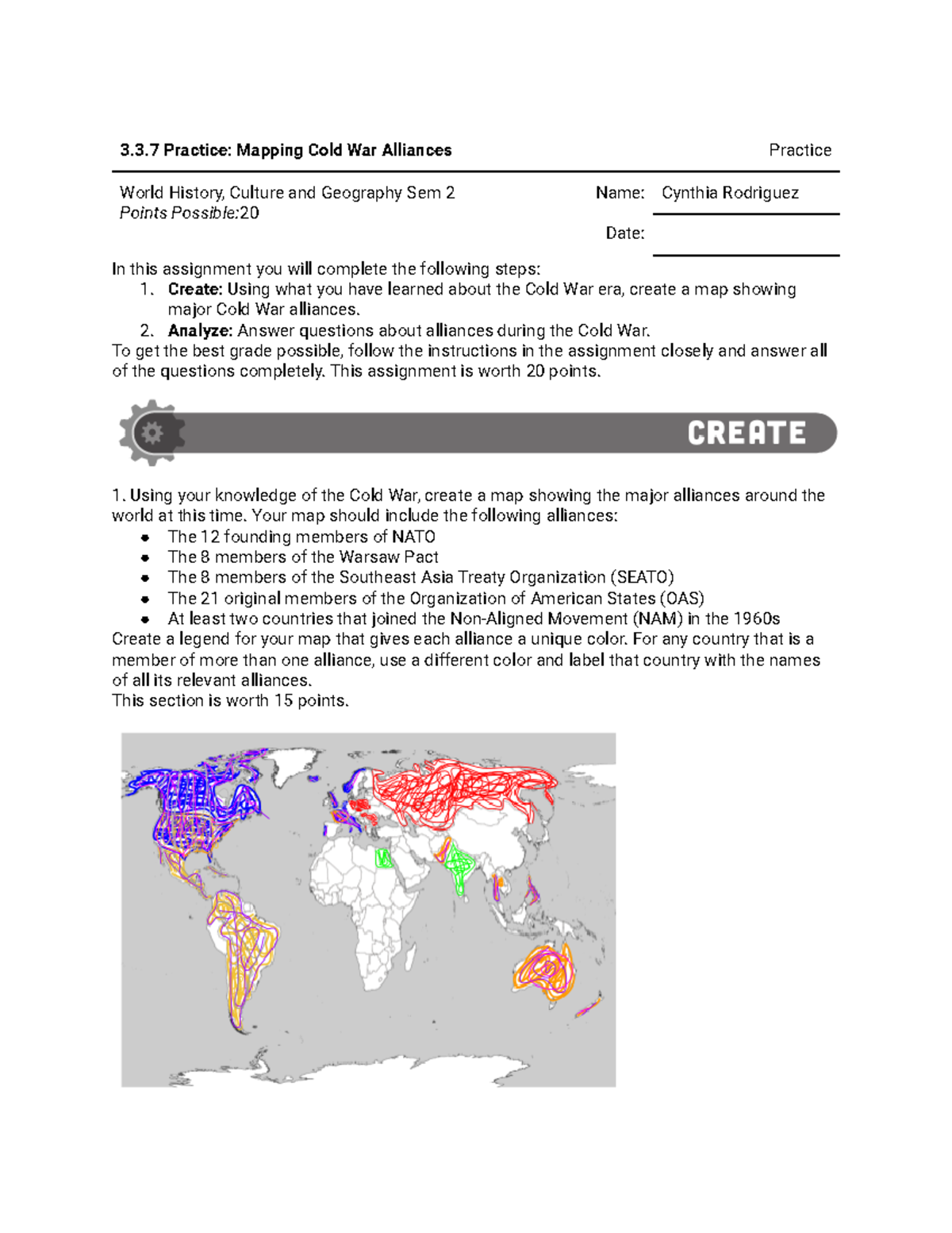 3.3.7 Practice Mapping Cold War Alliances - 3.3 Practice: Mapping Cold ...