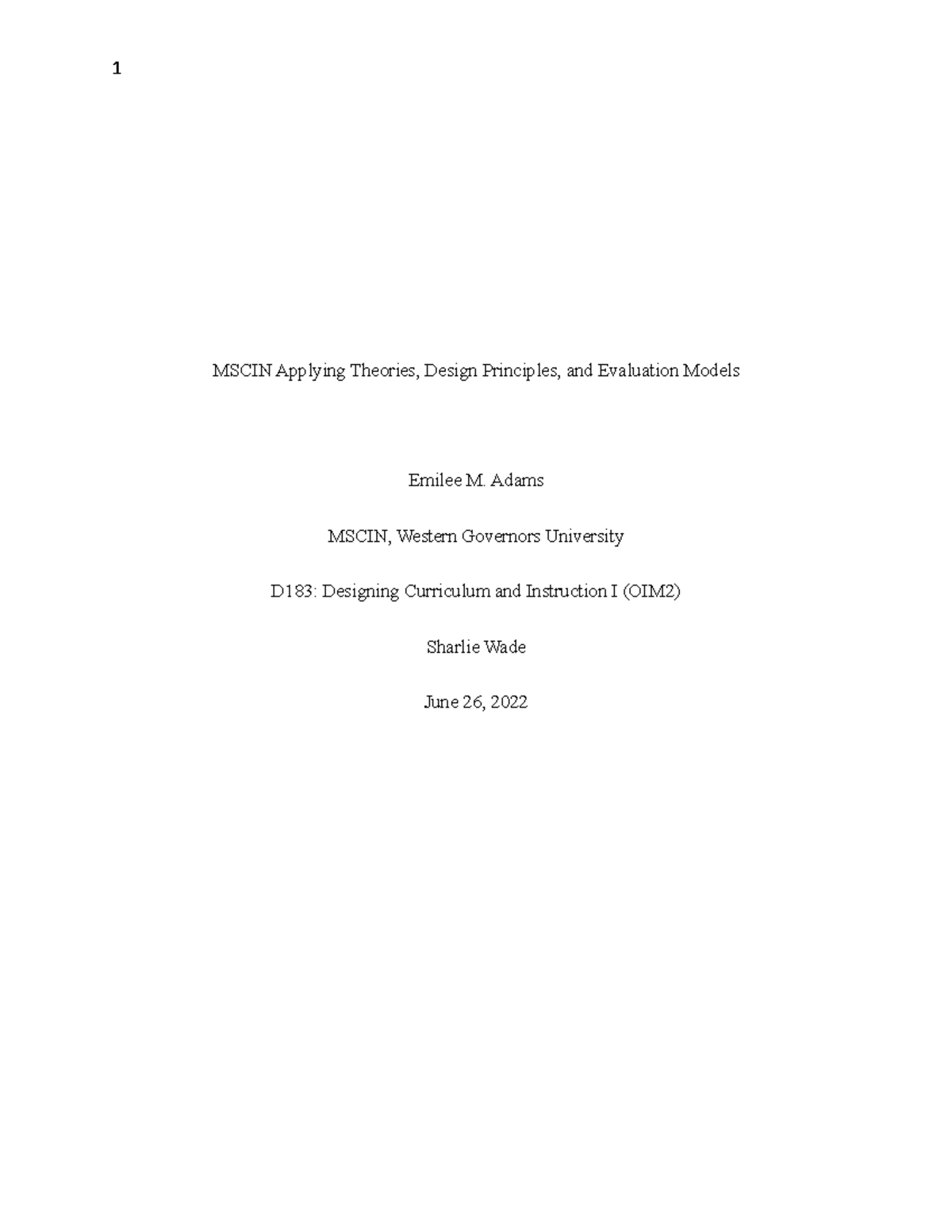 Task 2 Passed MSCIN Applying Theories, Design Principles, and