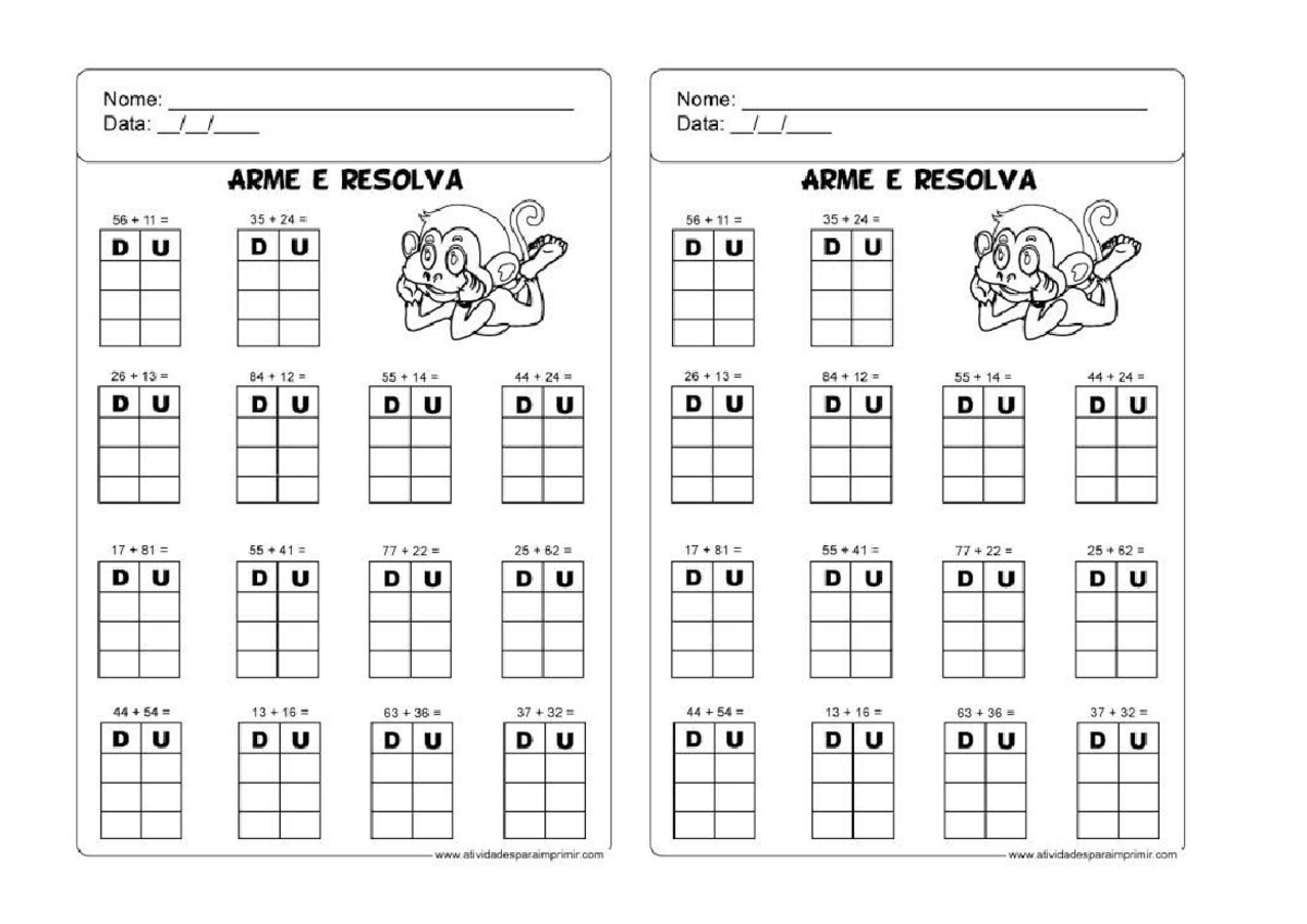 Atividade 2o.ano de 25 a 28 - Nome: Data: Nome: Data: ARME E RESOLVA 56 ...
