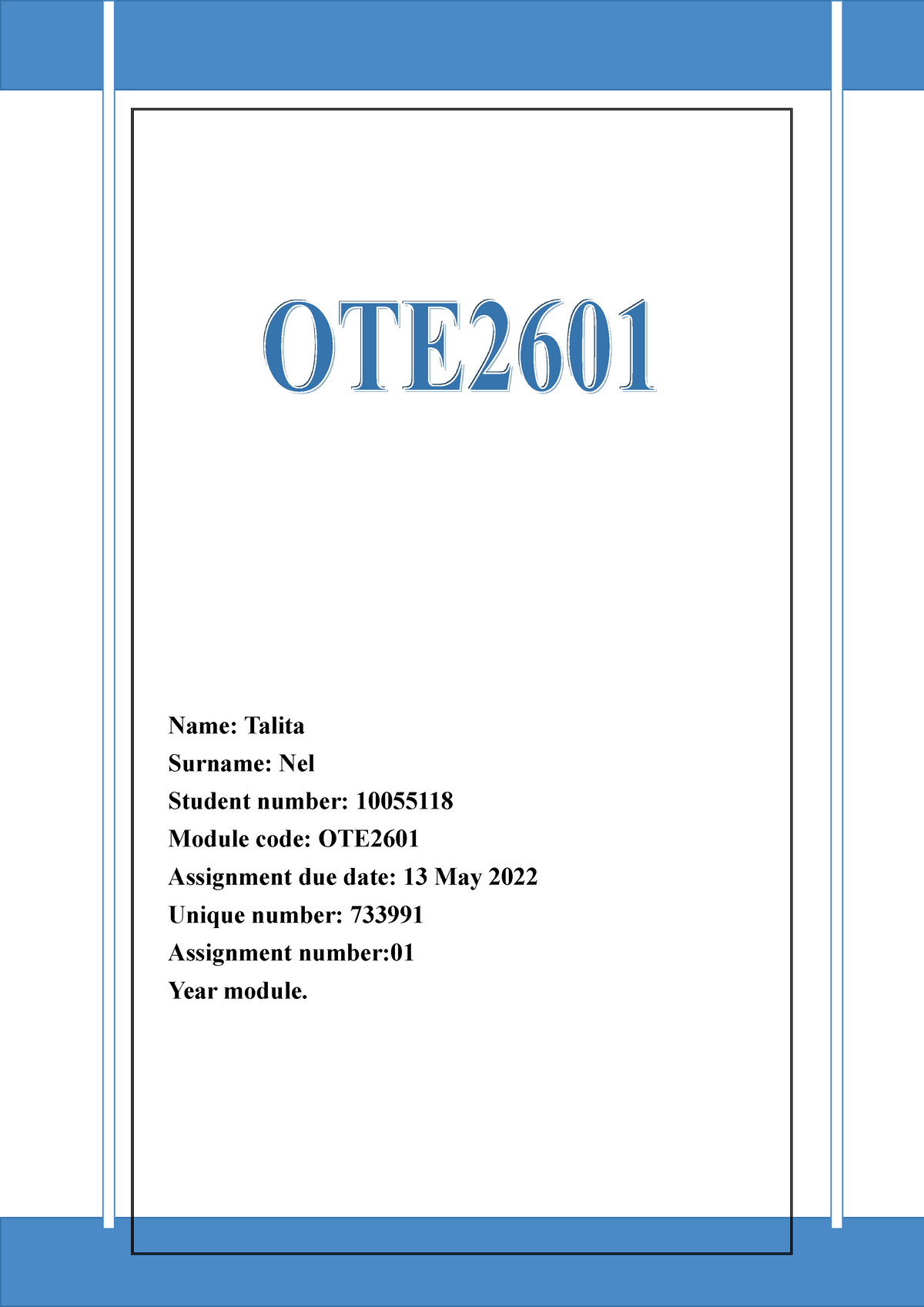 ote2601 assignment 1