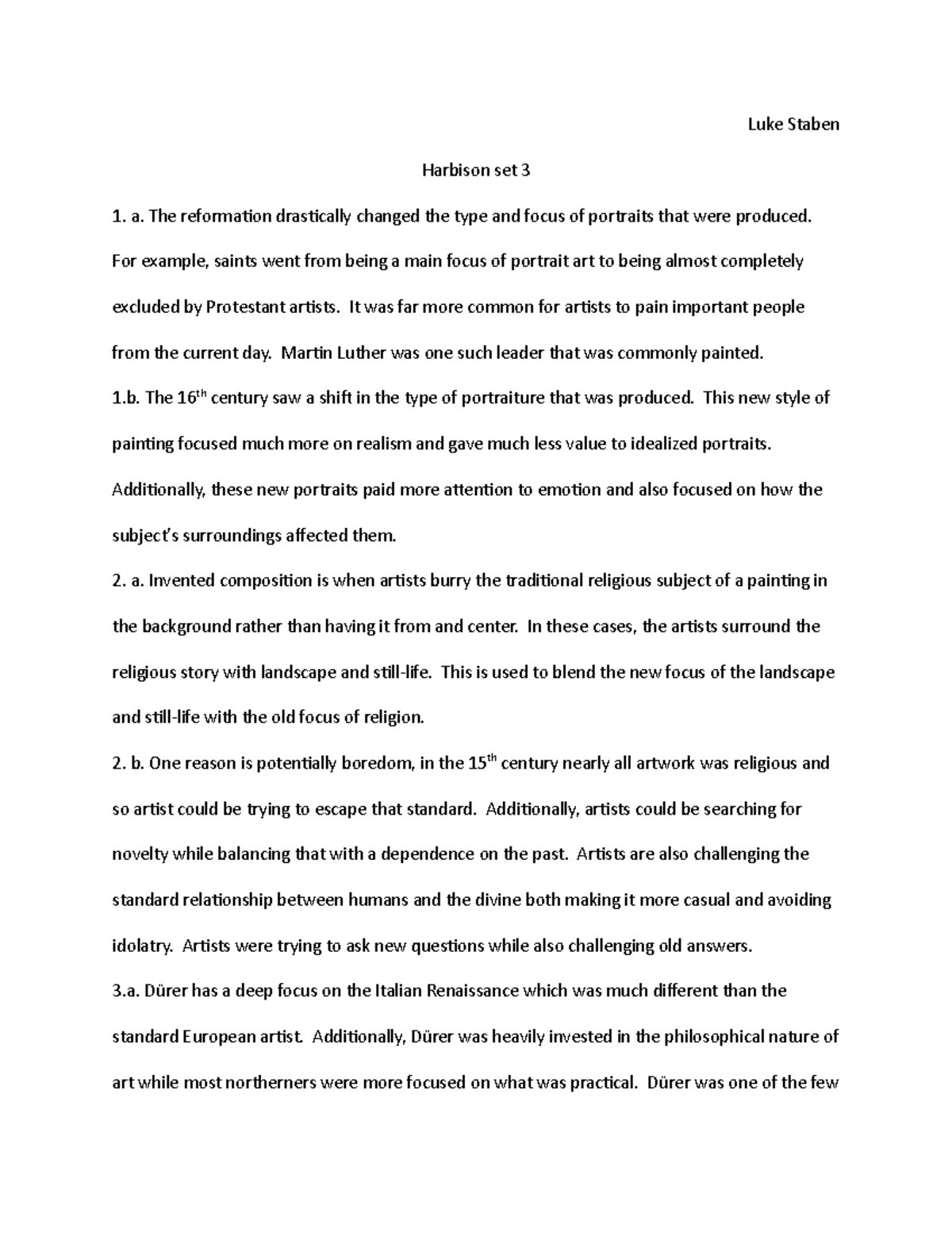 Harbison set 2 ARTWORK WRITE Luke Staben Harbison set 3 a. The reformation drastically