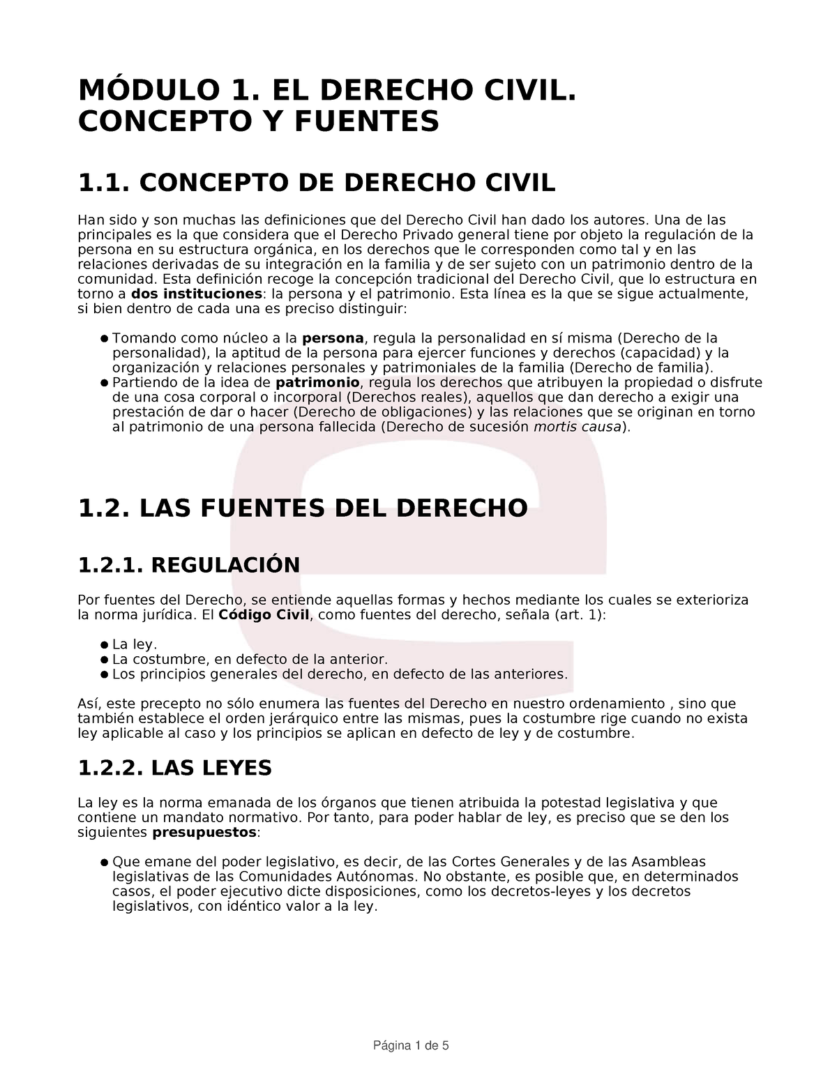 Modulo 1 EL Derecho Civil Concepto Y Fuentes - MÓDULO 1. EL DERECHO ...