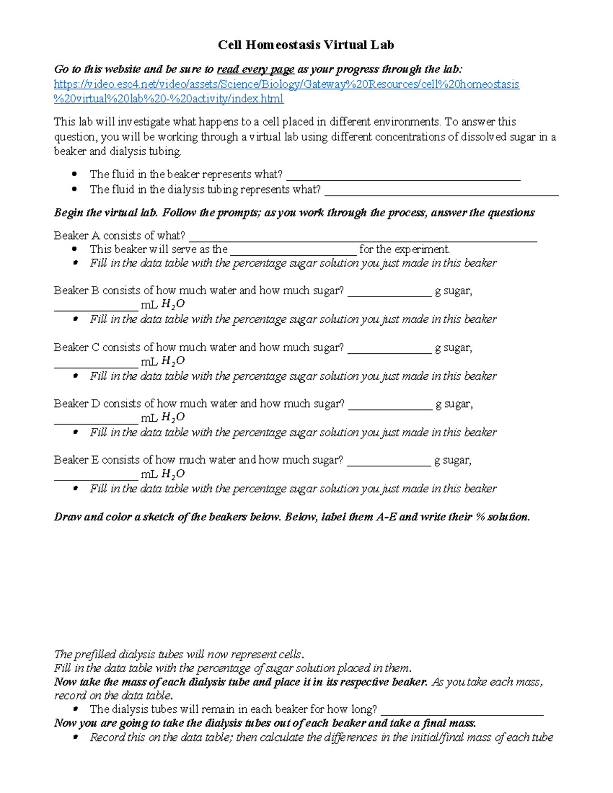 Cell Homeostasis Virtual Lab - - Studocu