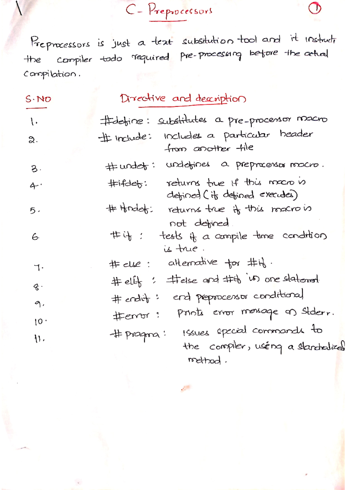 PPS C-Processors Notes - Preprocessors 1 Preprocessors is just a text ...