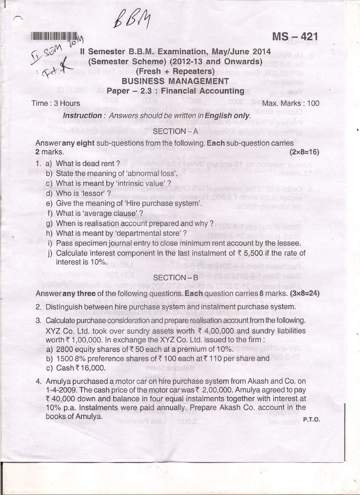 Exam November 2017, questions - MS 421 ll Semester B. B. M. Examination ...