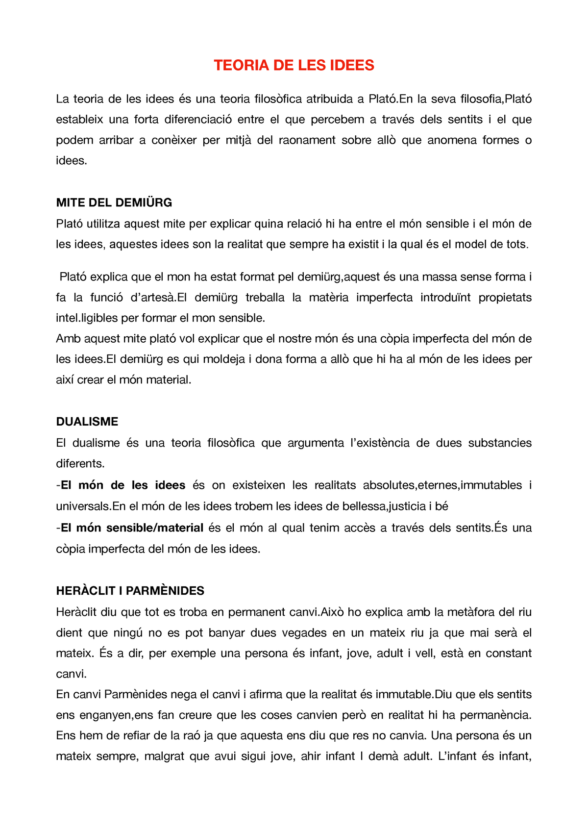 Teoria De Les Idees - Ideas Apuntes - TEORIA DE LES IDEES La Teoria De ...