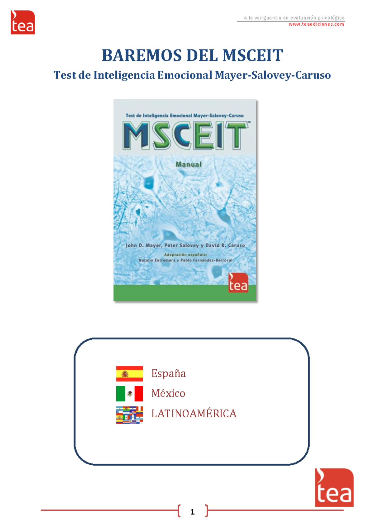 Baremos Msceit - BAREMOS DEL MSCEIT Test de Inteligencia Emocional ...