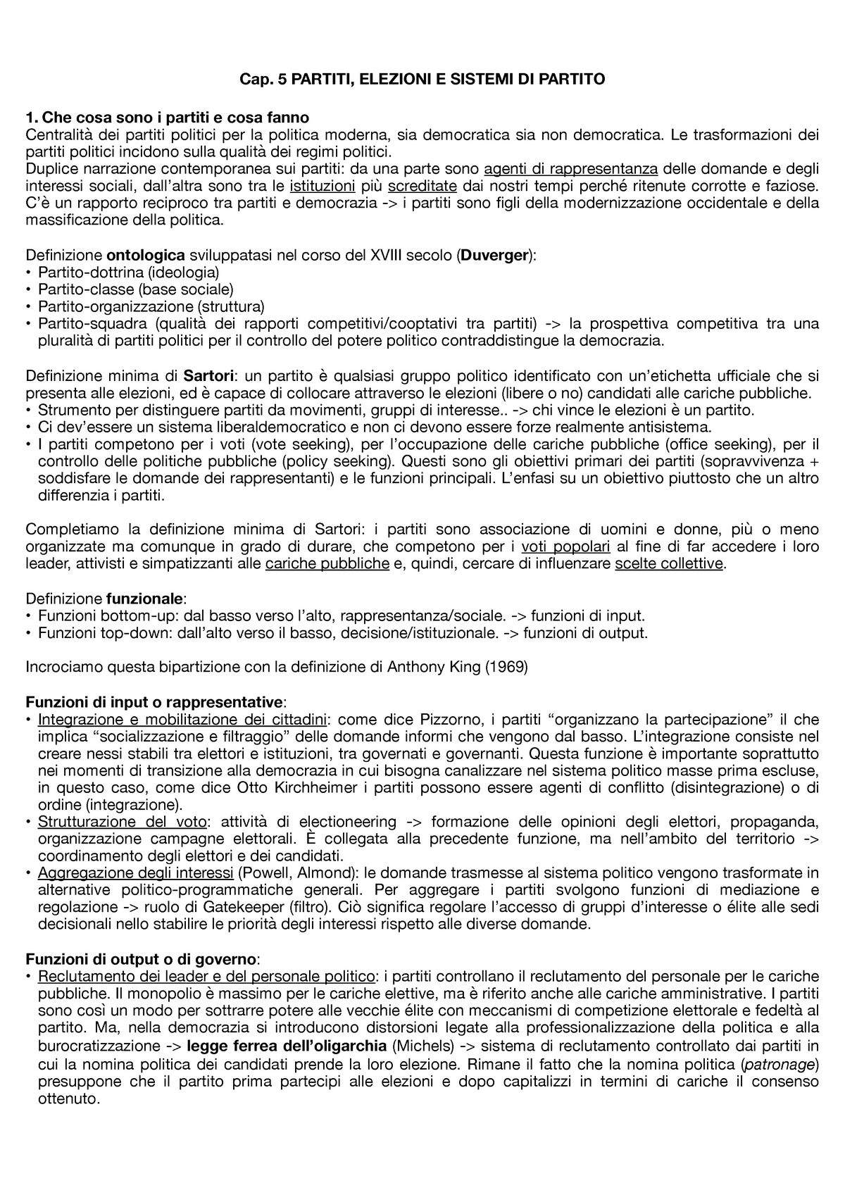 Manuale Di Scienza Politica, Cap 5-12 - Cap. 5 PARTITI, ELEZIONI E ...