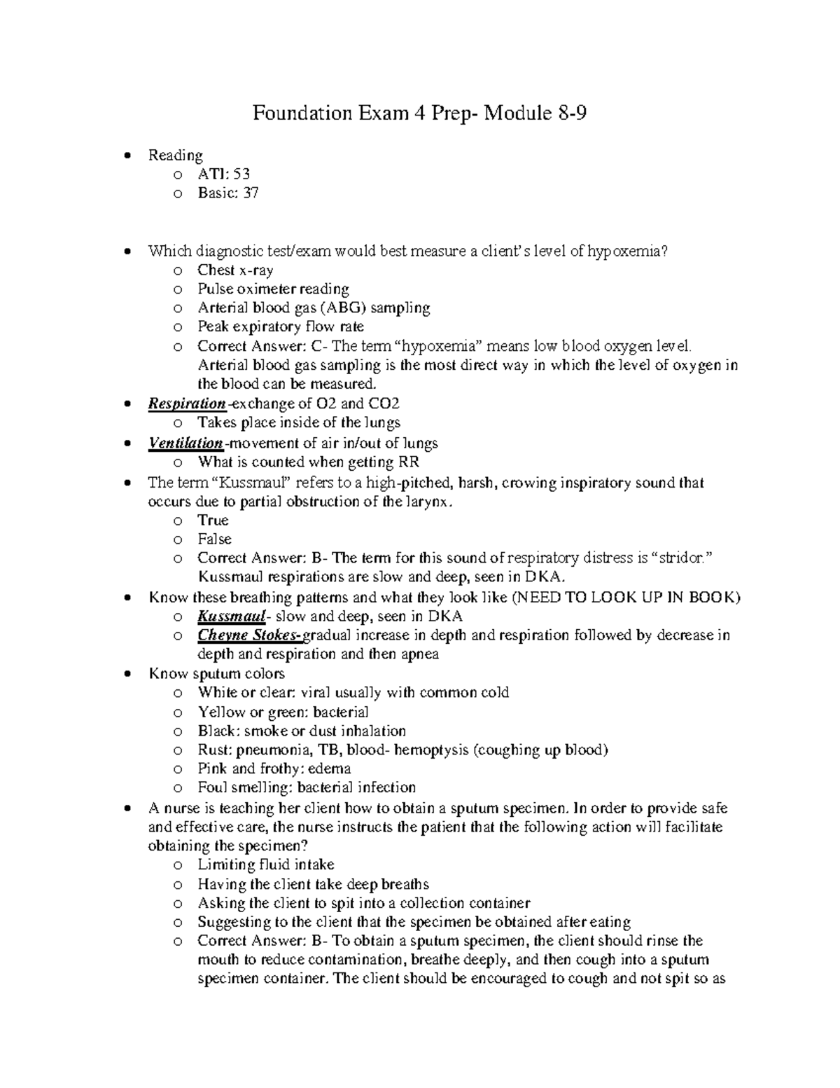 Foundation Exam 4 Prep study guide Foundation Exam 4 Prep Module 8