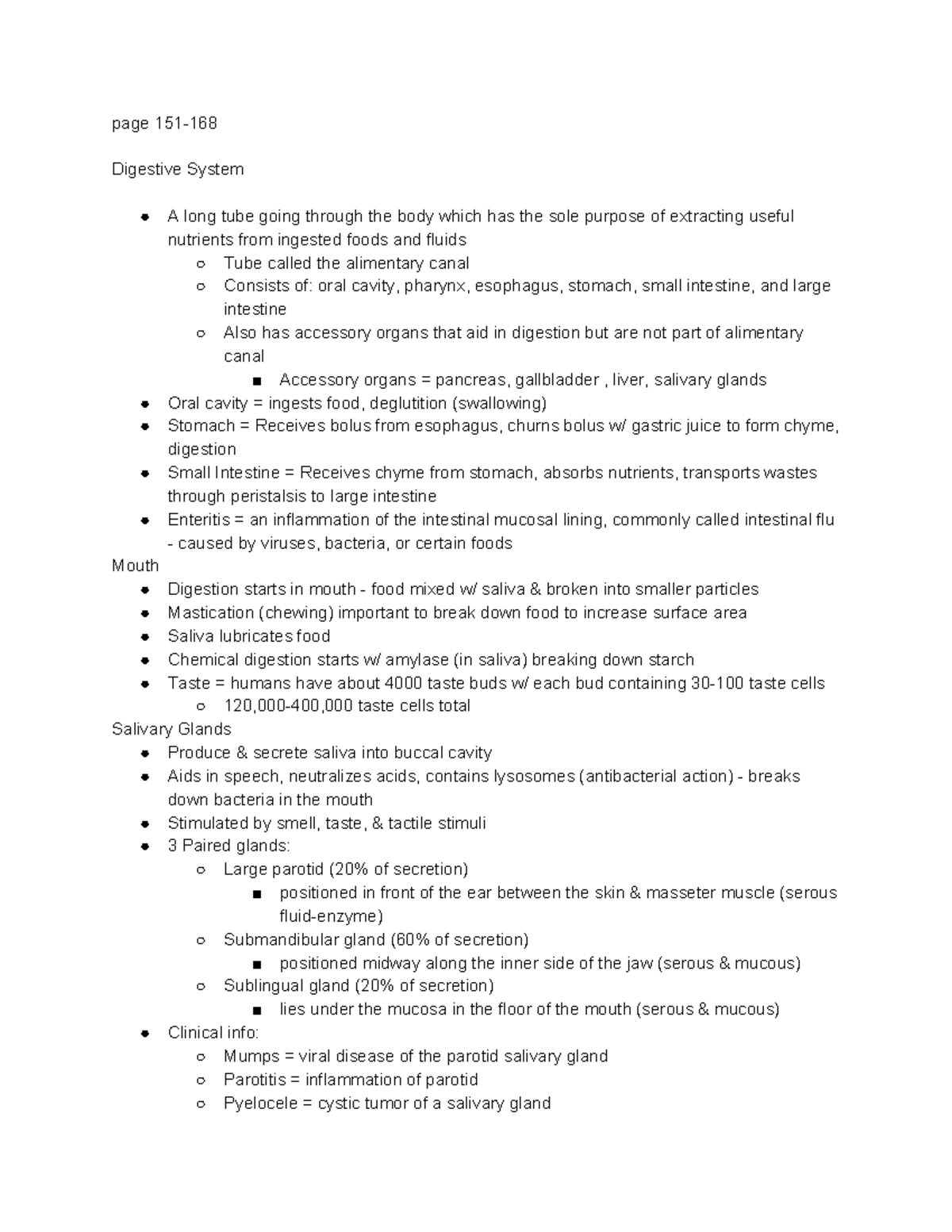 Human Physiology Quiz 4 Review Notes - page 151- Digestive System A ...