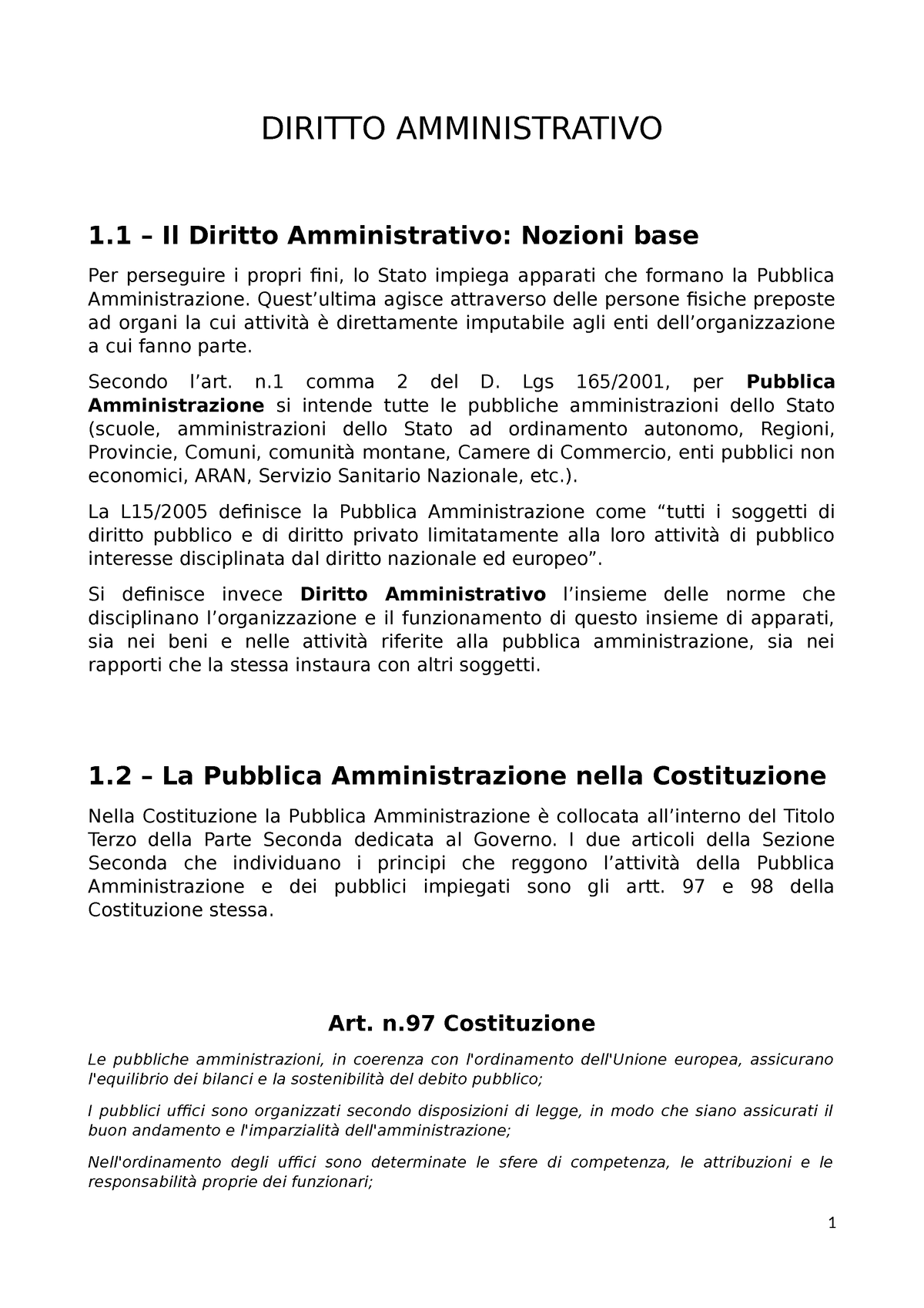 Diritto Amministrativo - Concorso - DIRITTO AMMINISTRATIVO 1 – Il ...