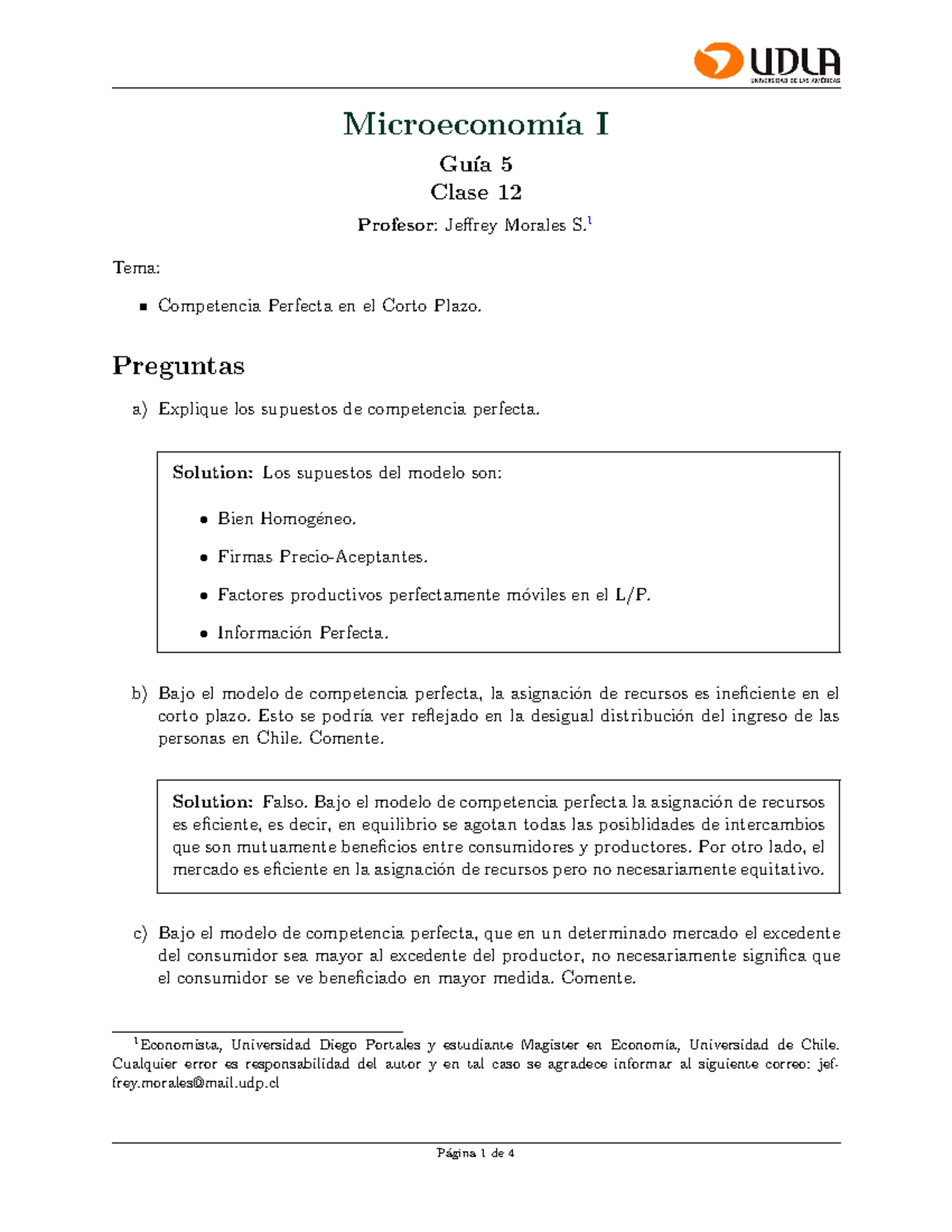 Gu A 5 Microeconom A I UDLA - Microeconom ́ıa I Gu ́ıa 5 Clase 12 ...