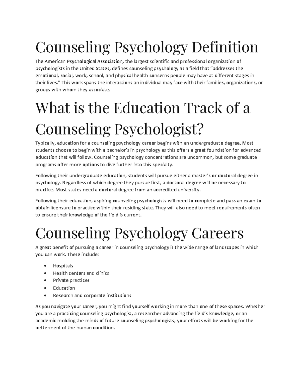 Counsling Psyc notes - Counseling Psychology Definition The American ...