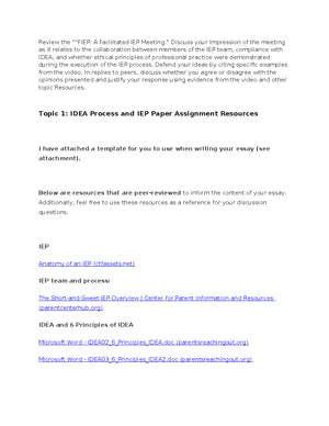 IDEA and the IEP Process Essay - IDEA and IEP Process Grand Canyon ...