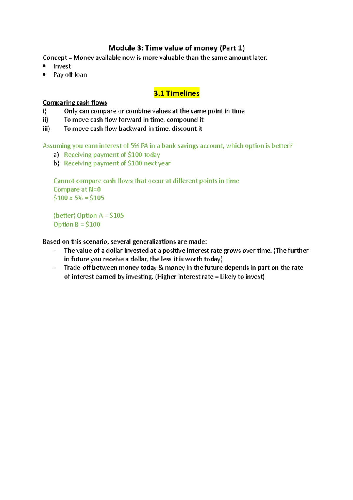 FINM1416 Module 3 - Module 3: Time value of money (Part 1) Concept ...