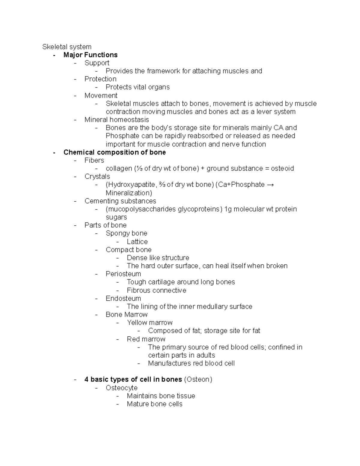 Skeletal System Functions - Skeletal system - Major Functions - Support ...