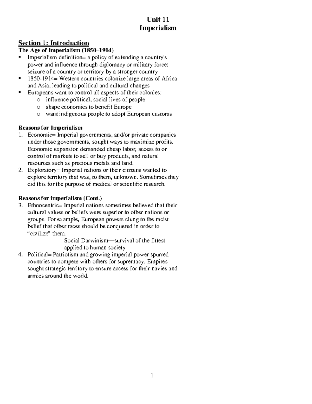 Unit+11 Imperialism - nothing - Section 1: Introduction The Age of ...