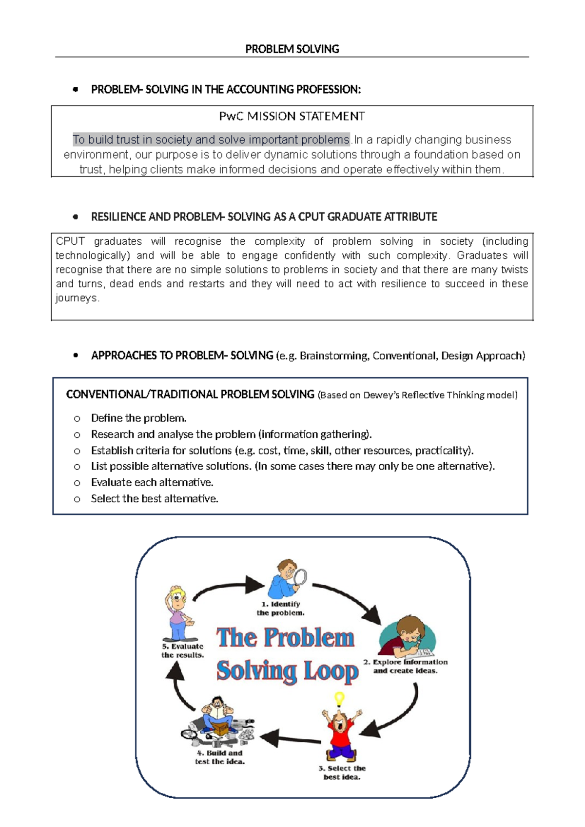 Problem Solving notes - PROBLEM SOLVING PROBLEM- SOLVING IN THE ...