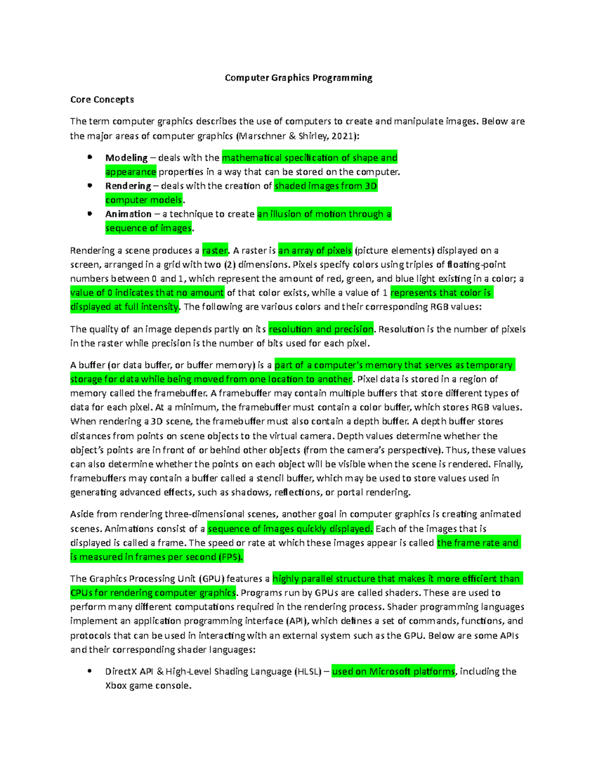 CGP - Reviewer - Computer Graphics Programming Core Concepts The term ...