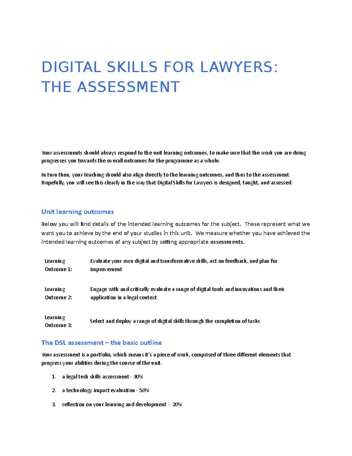 Assessment briefs DIGITAL SKILLS FOR LAWYERS THE ASSESSMENT How we