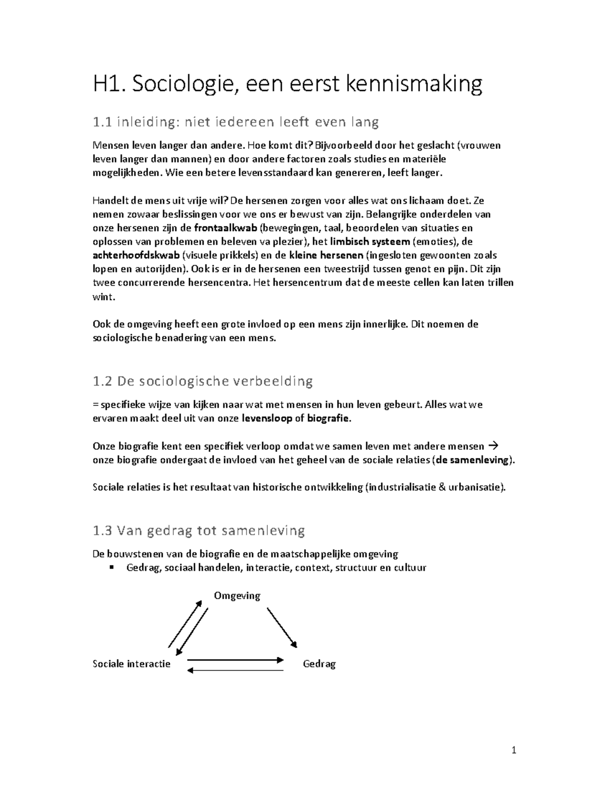 Samenvatting Sociologie H1 Sociologie Een Eerst Kennismaking 1