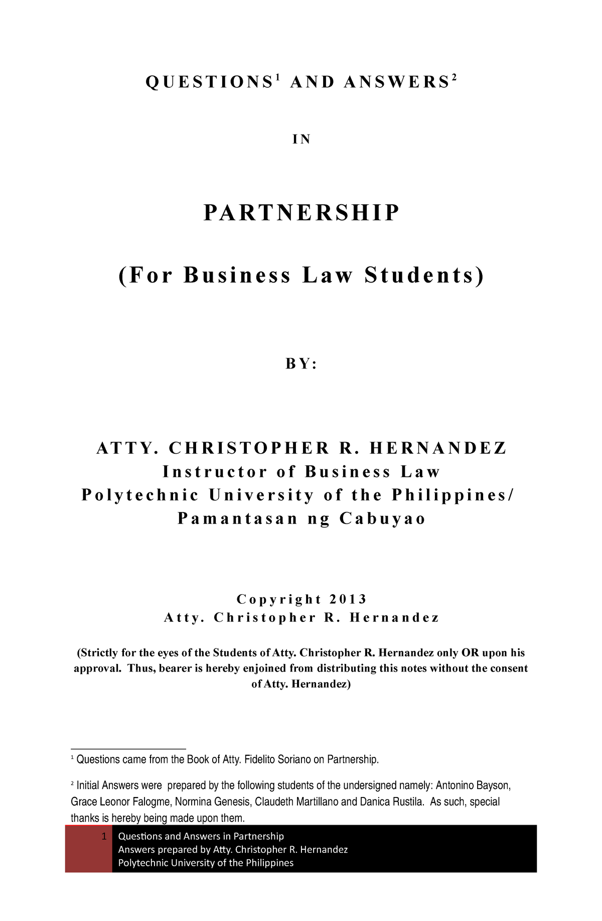 Q And A Partnership Business Law Questions And Answers Partnership For Business Studocu