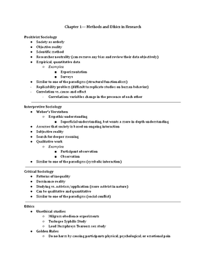 Chapter 1 Sociology Perspective, Theory, And Method - Chapter 1 ...