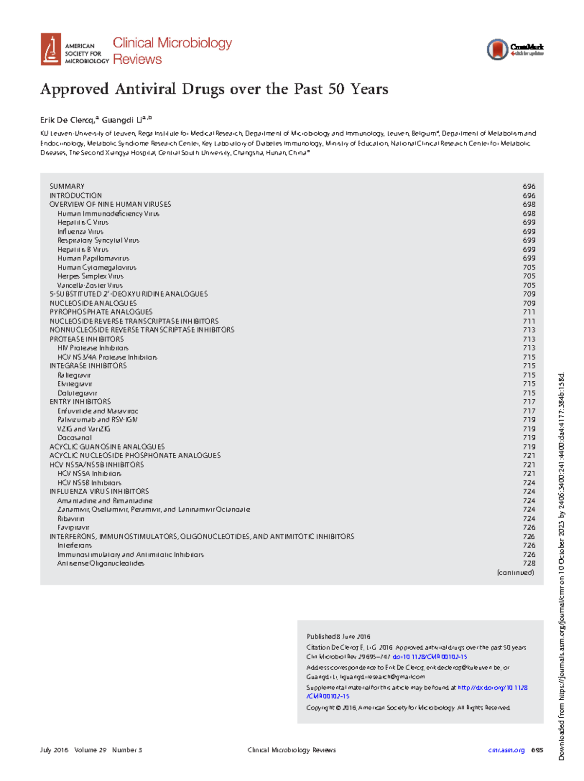 De clercq li 2016 approved antiviral drugs over the past 50 years ...