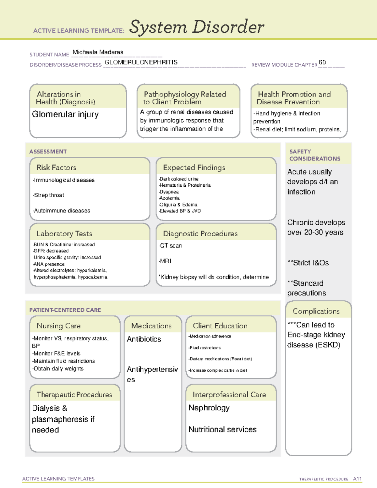 Glomerulonephritis - System Disorder - ACTIVE LEARNING TEMPLATES ...