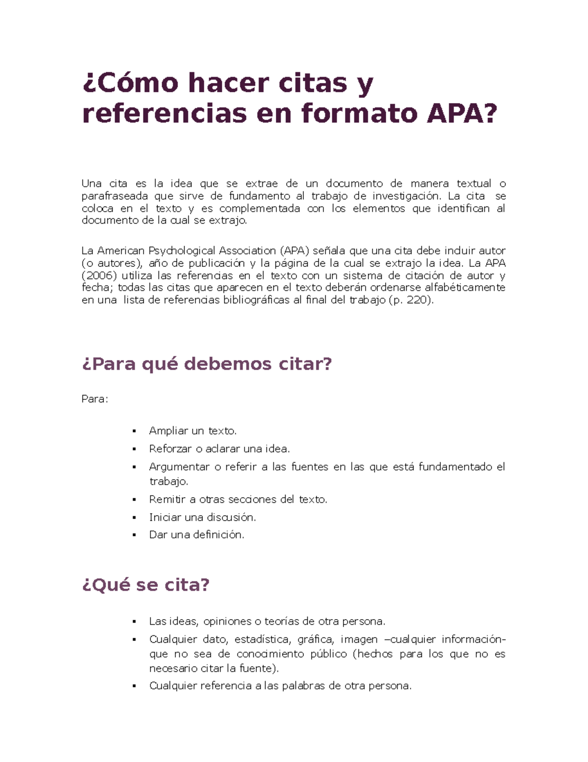 C mo Hacer Citas Y Referencias En Formato APA C mo Hacer Citas Y 