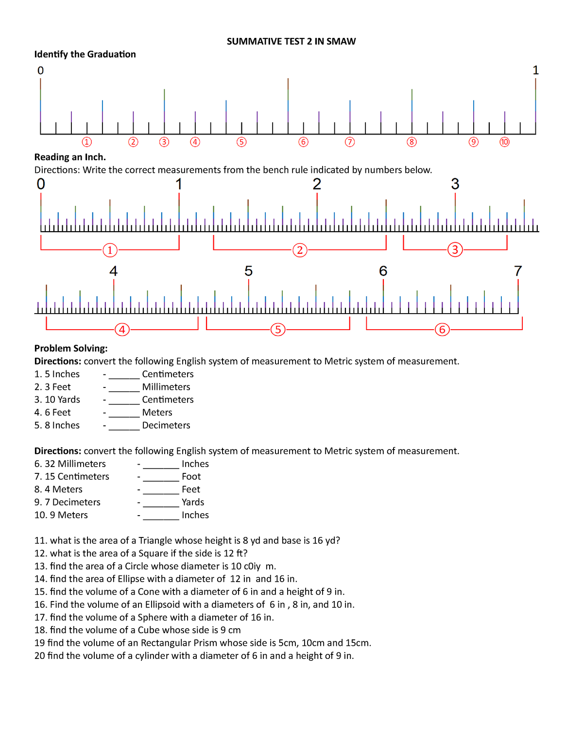 Summative TEST 2 IN SMAW 7 - SUMMATIVE TEST 2 IN SMAW Identify the ...