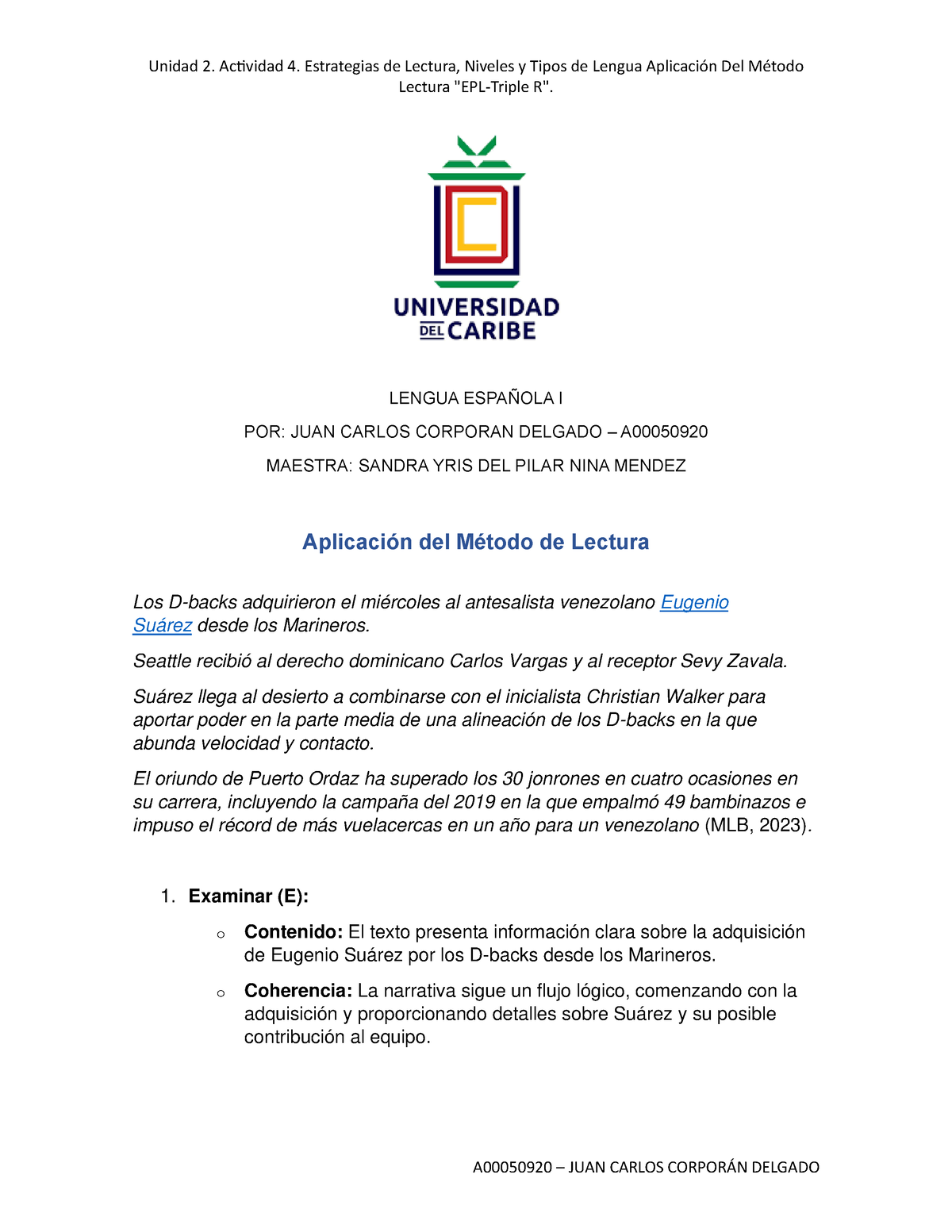 Unidad 2. Actividad 4. Estrategias De Lectura, Niveles Y Tipos De ...